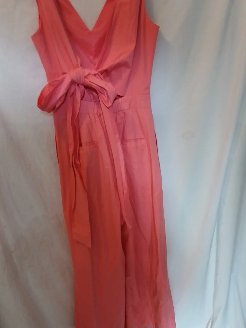 J. Crew Coral V-Neck Maxi Jumper , Open Back, Tie, Pockets